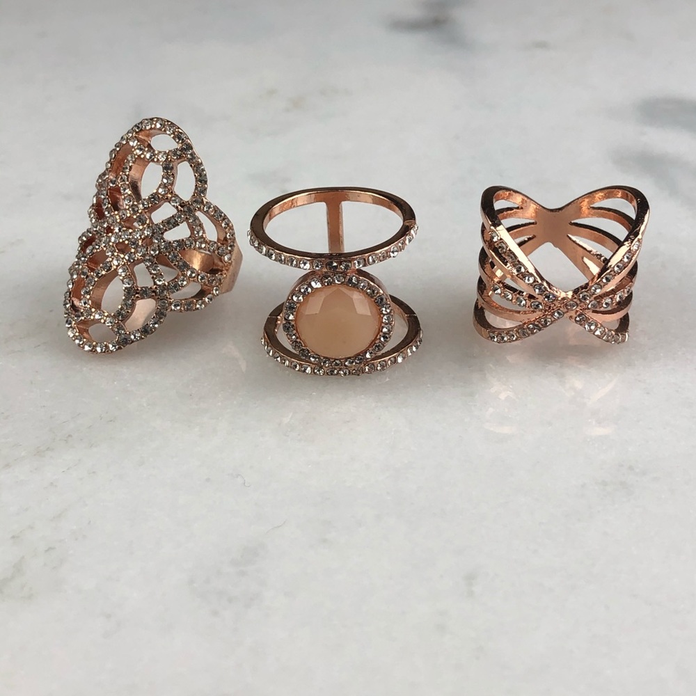 Torrid Rose Gold Rhinestone 3 Ring Set Size 11